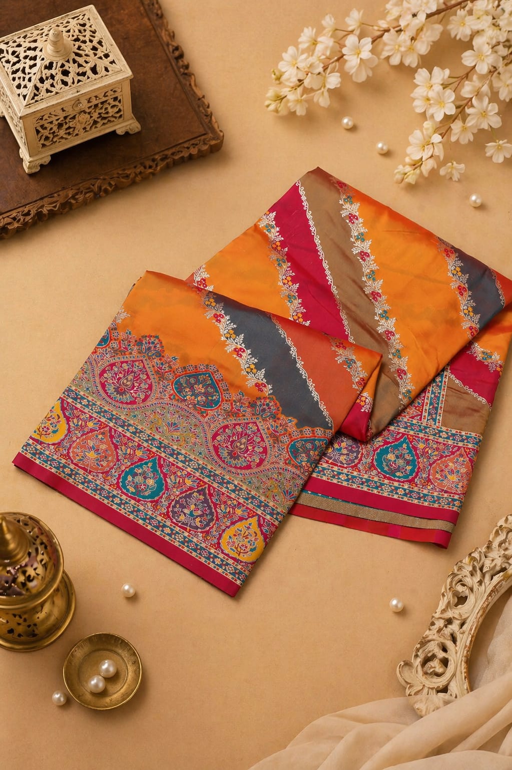 Banarasi Pashmina Silk Saree Multi-Color