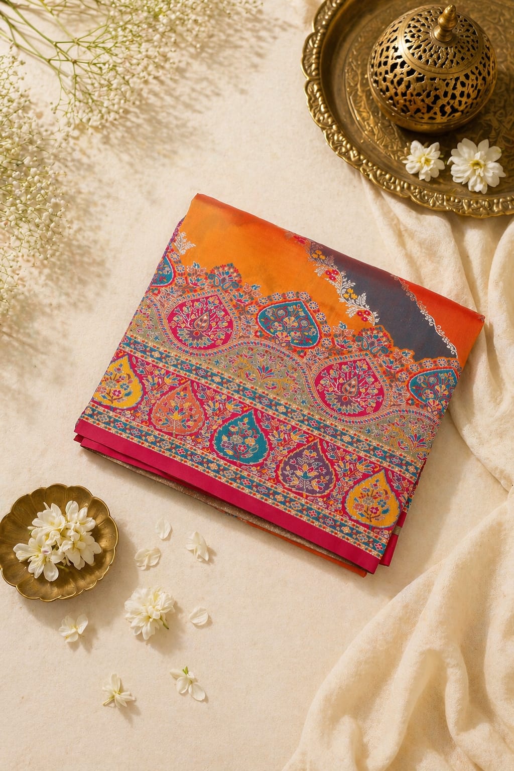 Banarasi Pashmina Silk Saree Multi-Color