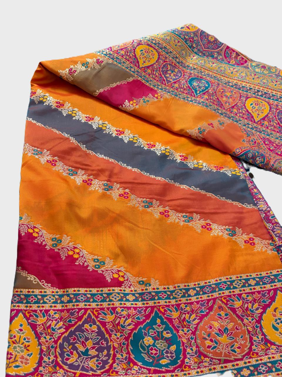 Banarasi Pashmina Silk Saree Multi-Color
