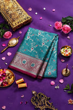 Banarasi Silk Saree Teal Blue