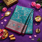 Banarasi Silk Saree Teal Blue