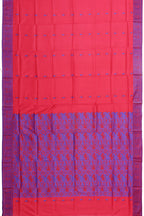 Banarasi Soft Silk Saree Carrot Red Blue