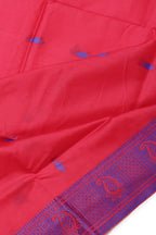 Banarasi Soft Silk Saree Carrot Red Blue