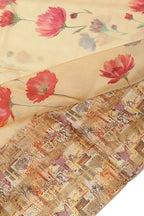 Cotton Saree Yellow 3D Print