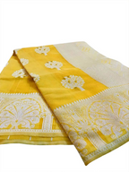 Cotton Saree Yellow Wide Border Work
