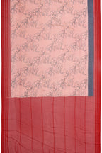 Georgette Peach Red Saree Floral