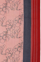 Georgette Peach Red Saree Floral