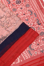 Georgette Peach Red Saree Floral