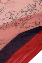 Georgette Peach Red Saree Floral