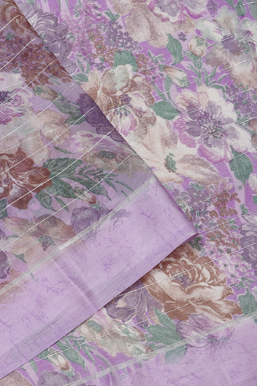 Georgette Saree Purple Lavender Floral