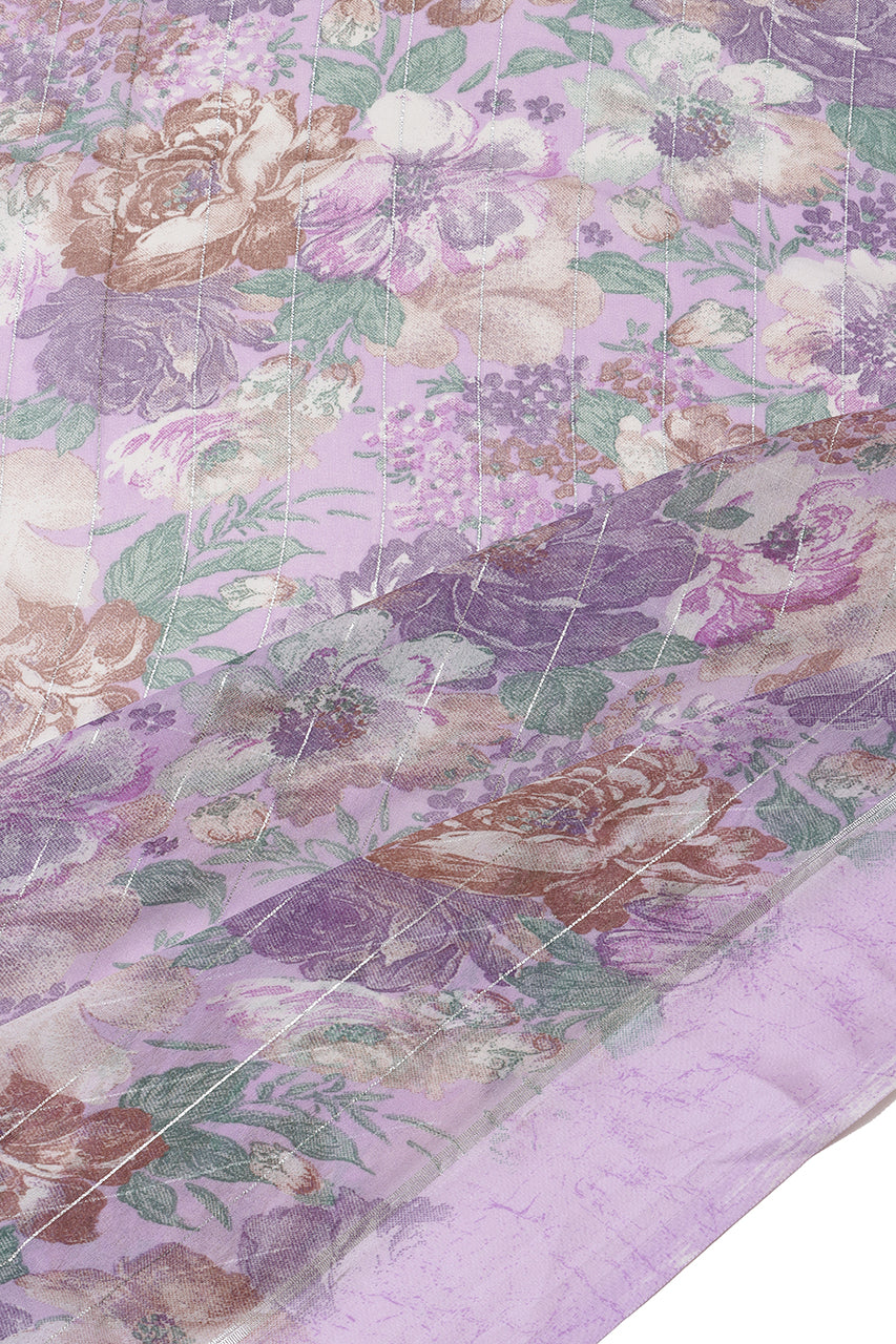 Georgette Saree Purple Lavender Floral