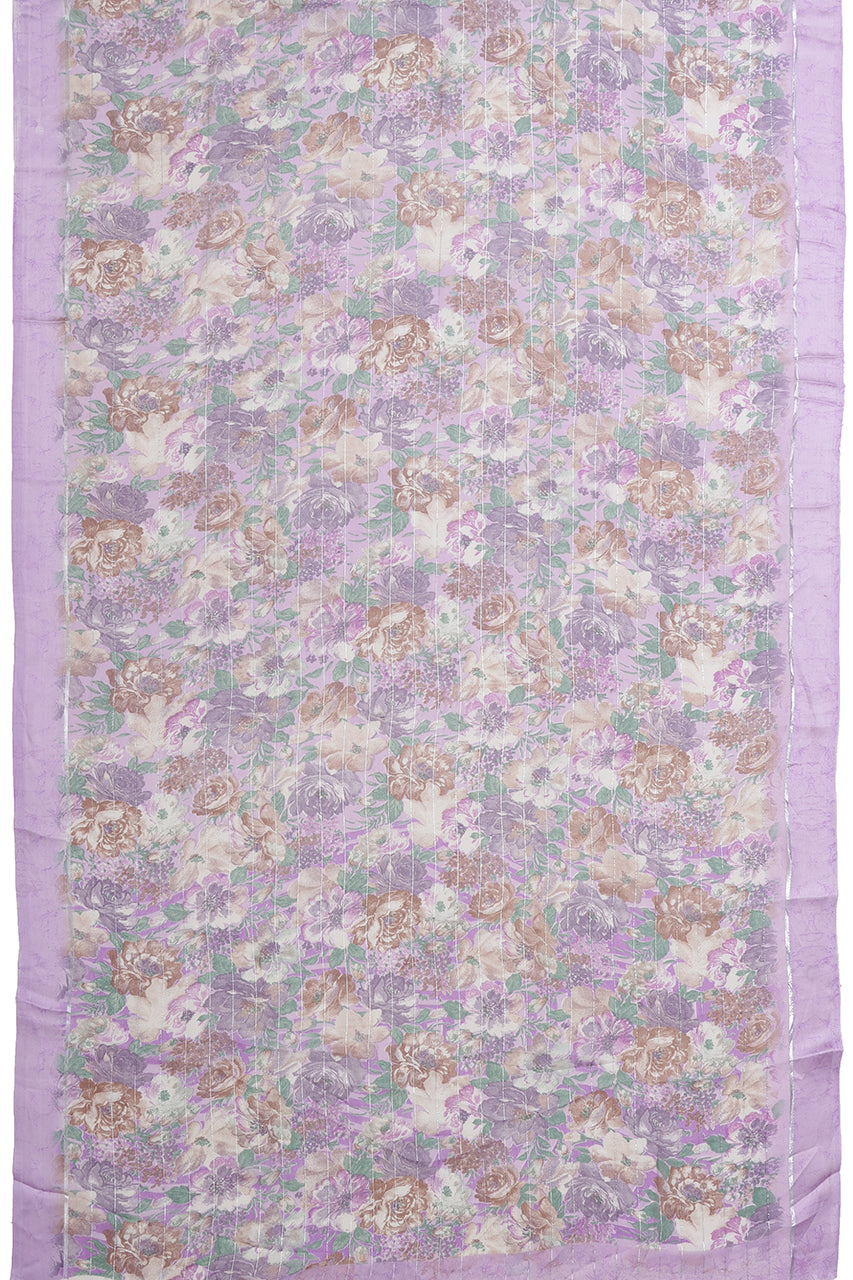 Georgette Saree Purple Lavender Floral