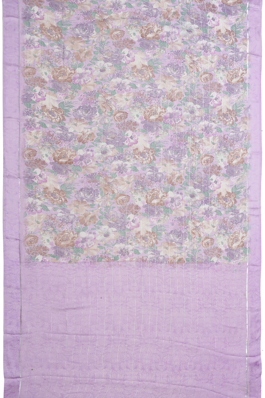 Georgette Saree Purple Lavender Floral