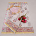 Kota Cotton Mix White Hand Block Print Saree