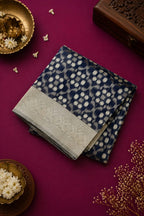Cotton Silk Saree Blue Hand Woven