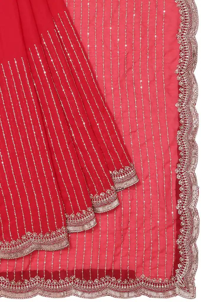 Designer Party Saree Ethnic Red