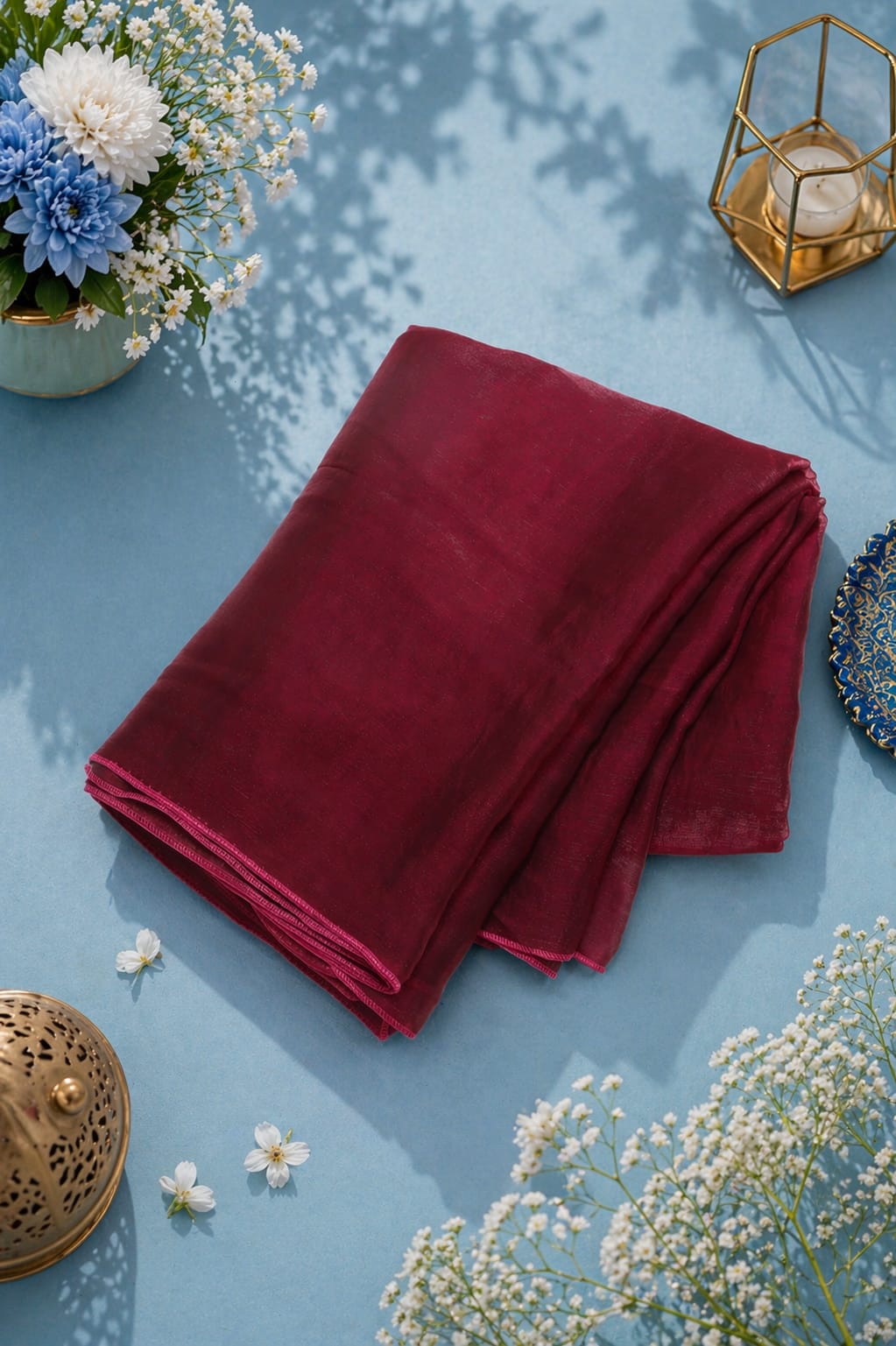 Regal Magenta Organza Silk Saree with Embroidered Blouse