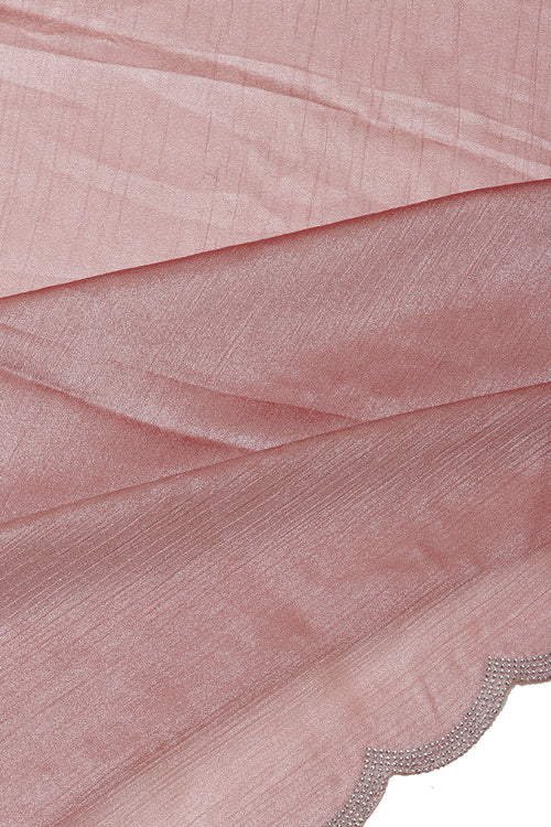 Designer Party Saree Organza Silk Peach