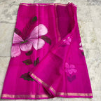 Katan Silk Saree Dark Pink Floral