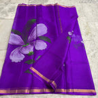 Katan Silk Saree Purple Light Floral
