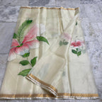 Katan Silk Saree Cream Floral
