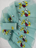 Kota Cotton Butterfly Embroidery Aquamarine
