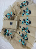 Kota Cotton Butterfly Embroidery Light Brown