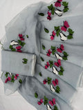 Kota Cotton Butterfly Embroidery Grey