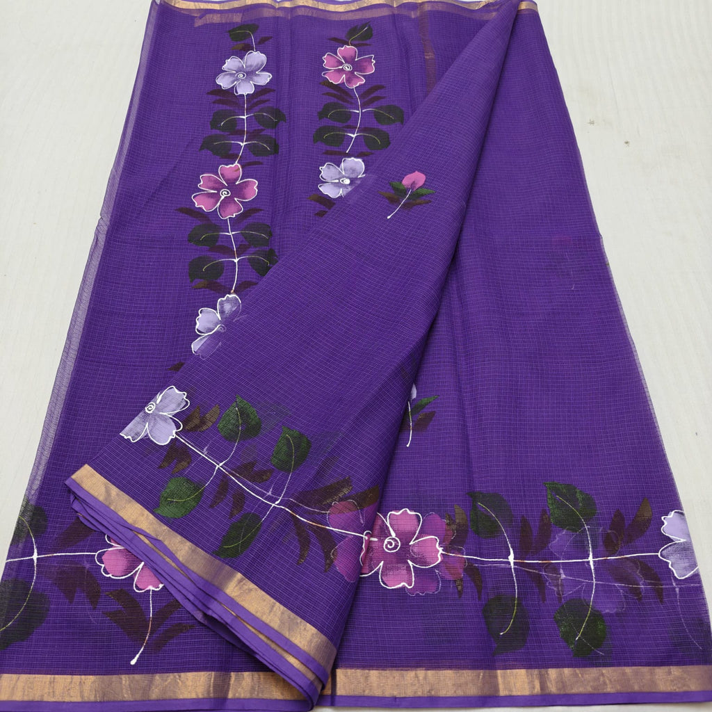 Kota Cotton Hand Brush Paint Vibrant Purple