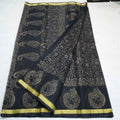 Kota Cotton Saree with Hand Block Print Black