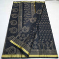 Kota Cotton Saree with Hand Block Print Black