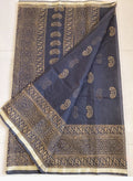 Kota Cotton Saree with Hand Block Print Blue