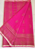 Kota Cotton Saree with Hand Block Print Pink
