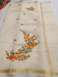 Kota Cotton Artistic Embroidery CreamOrange