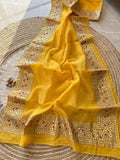Kota Cotton Saree in Gota Patti Border Yellow