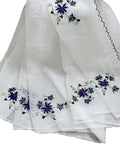 White Embroidery Blue Cotton Saree