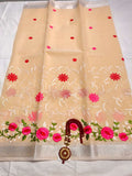 Kota Cotton Heavy Embroidery Beige Cream Pink