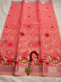 Kota Cotton Heavy Embroidery Carrot Peach Pink