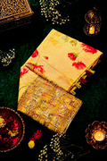 Cotton Saree Yellow 3D Print