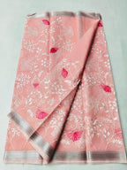Mix Cotton Machine Embroidery Peach