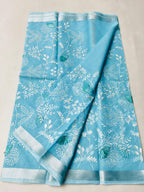 Mix Cotton Machine Embroidery Blue