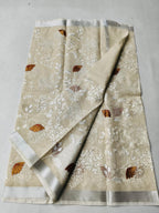 Mix Cotton Machine Embroidery Light Brown