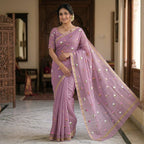 Kota Cotton with Embroidery Purple