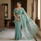 Kota Cotton with Embroidery Light Cyan