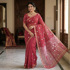 Kota Cotton with Embroidery Red