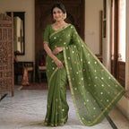 Kota Cotton with Embroidery Green