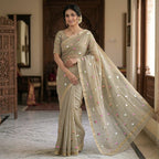 Kota Cotton with Embroidery Light Brown