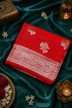 Beautiful Silk Saree Red Floral