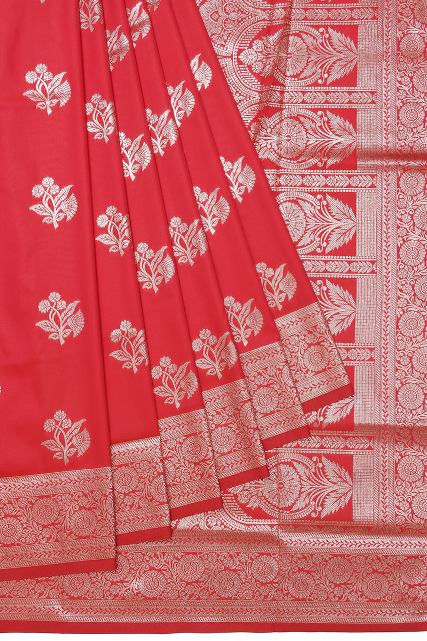 Beautiful Silk Saree Red Floral