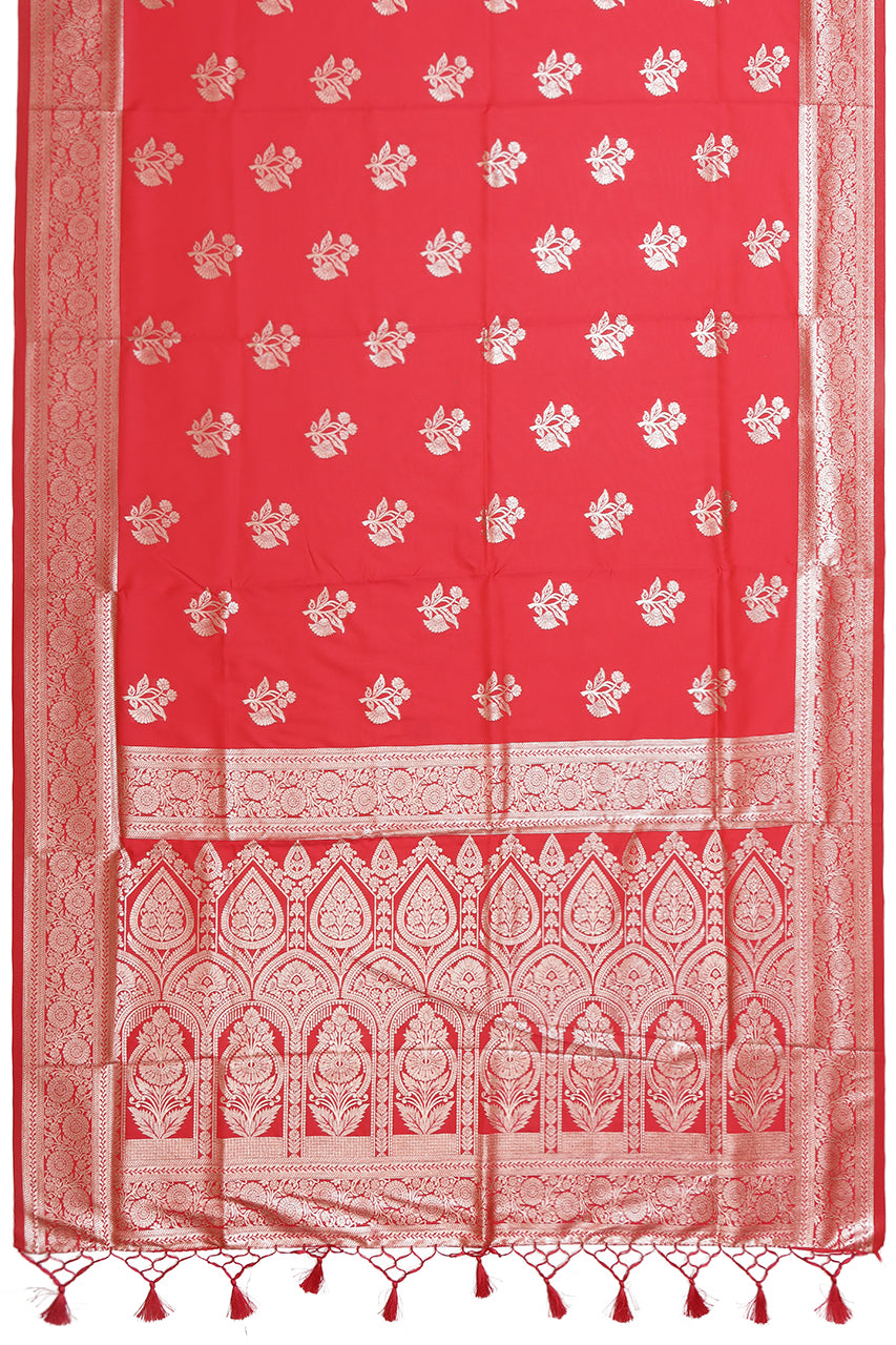 Beautiful Silk Saree Red Floral